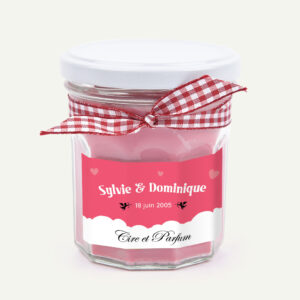 Bougie St-Valentin - Cire et Parfum - Etiquette personnalisable avec vos prénoms et date
