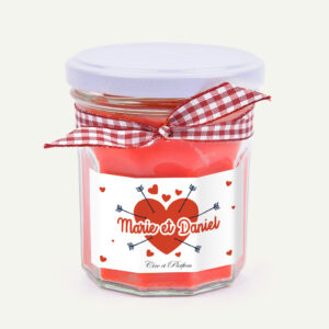 Bougie St-Valentin - Cire et Parfum - Etiquette personnalisable avec vos prénoms