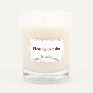 Bougie parfumée Fleur de Cerisier artisanale dans un verre transparent, Cire et Parfum.