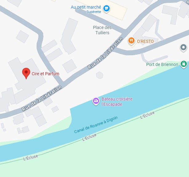 Localisation de la boutique de bougies parfumées Cire et Parfum à Briennon